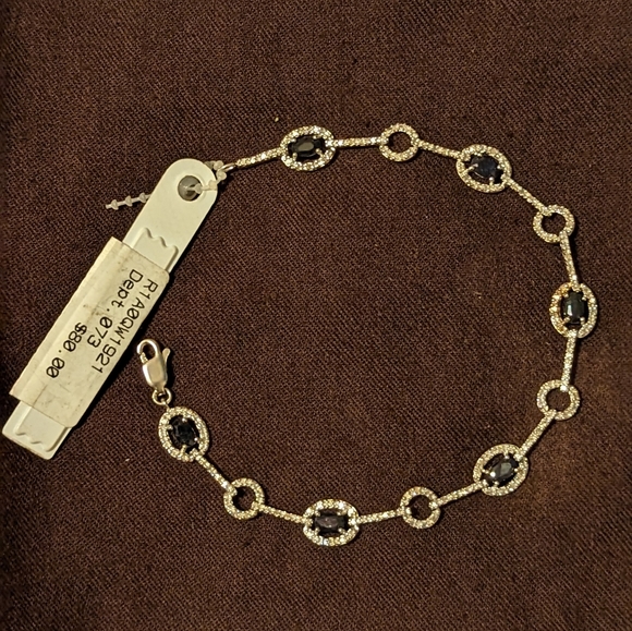 NWT 925 Sterling silver diamond and sapphire bracelet 7.25" Long - Picture 7 of 9